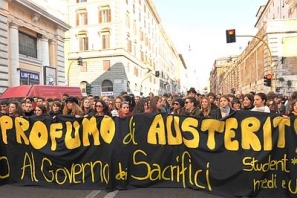 Una foto delle manifestazioni a Roma degli scorsi giorni